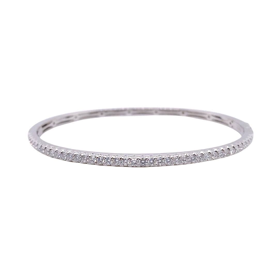 1ct Hinged Diamond Bangle 14kt White | Metals in Time