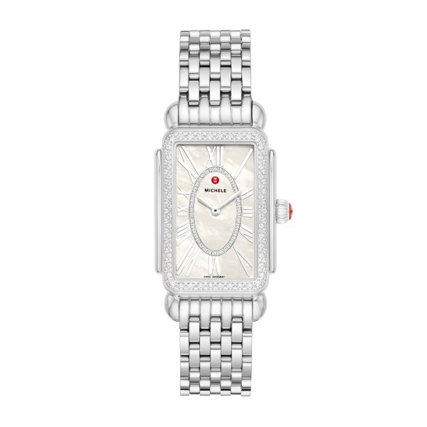 Michele Ladies Deco Park with Diamond Bezel and Mother of Pearl Dial ...